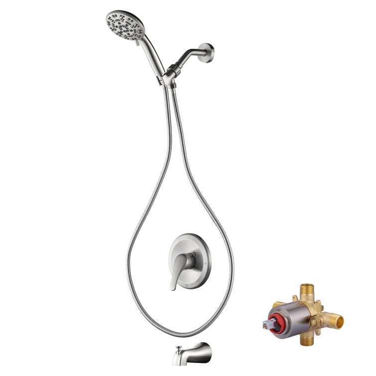 Brushed Nickel 7-Spray Wall Mounted Handheld Shower Faucet