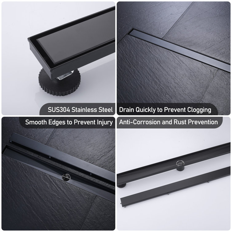 32-Inch Matte Black Stainless Steel Linear Shower Drain