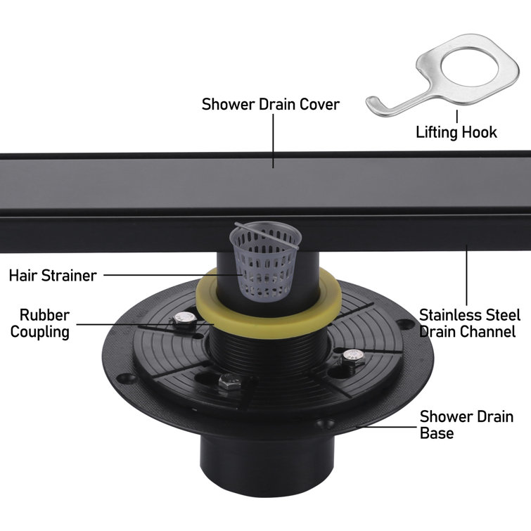 32-Inch Matte Black Stainless Steel Linear Shower Drain