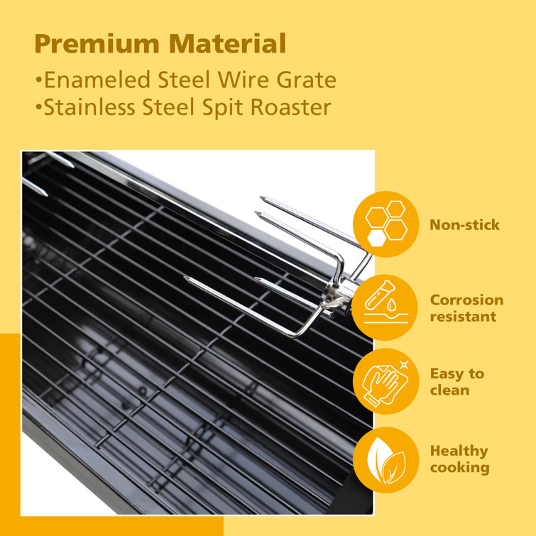 Portable Black Stainless Steel Charcoal Grill with Rotisserie
