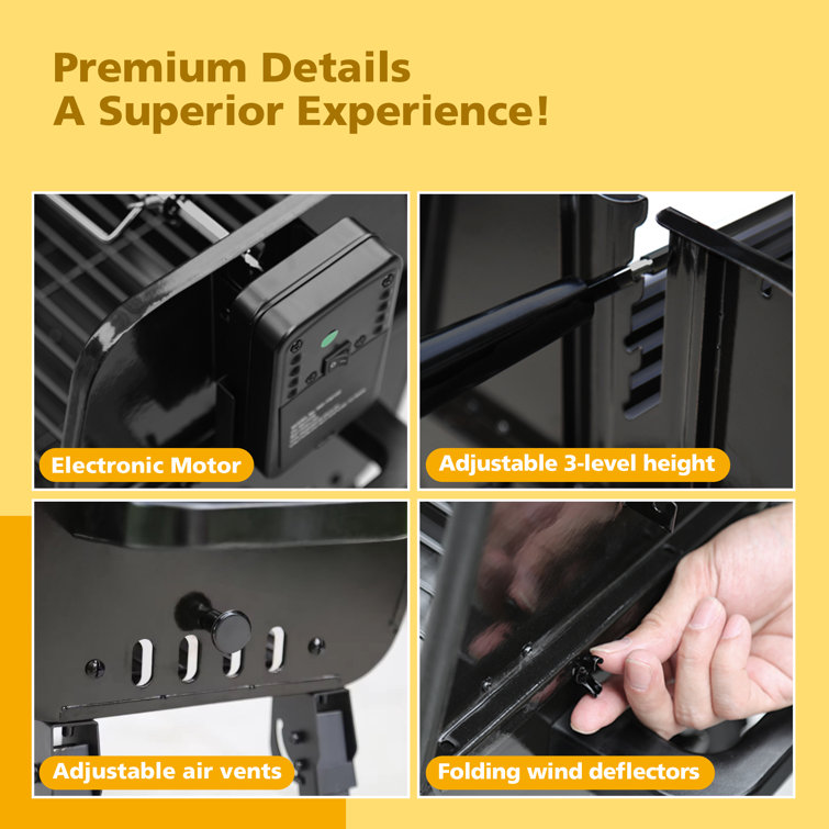 Portable Black Stainless Steel Charcoal Grill with Rotisserie