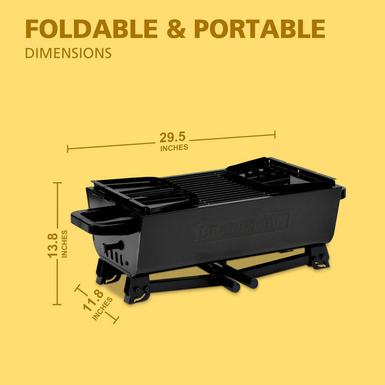Portable Black Stainless Steel Charcoal Grill with Rotisserie