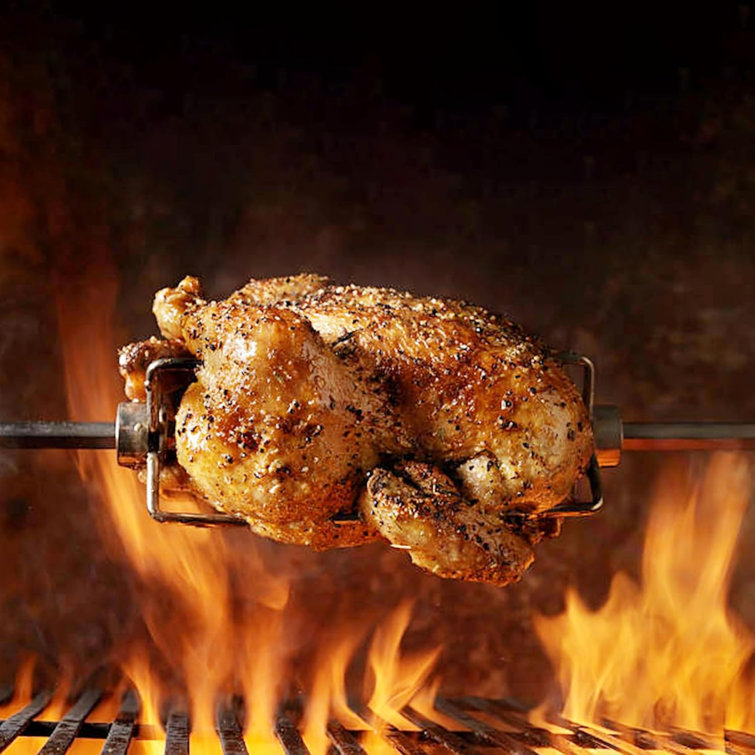 Portable Black Stainless Steel Charcoal Grill with Rotisserie