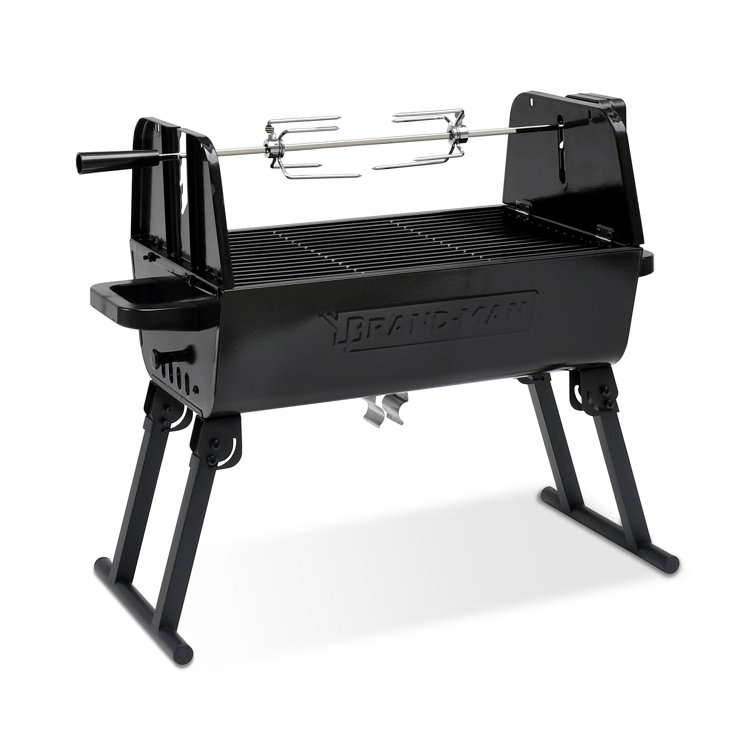 Portable Black Stainless Steel Charcoal Grill with Rotisserie
