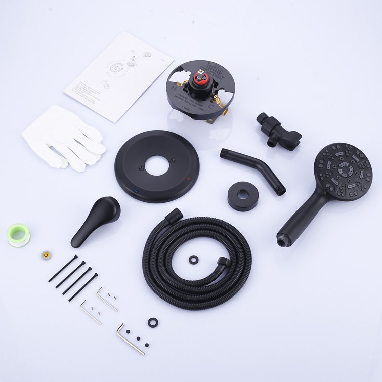 Matte Black Single Handle 7-Spray Wall Mounted Shower System