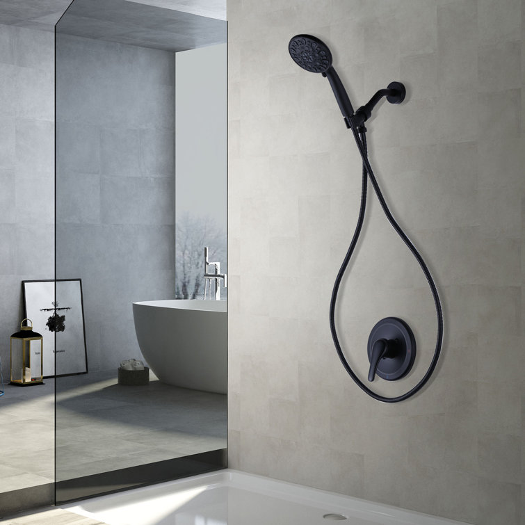 Matte Black Single Handle 7-Spray Wall Mounted Shower System