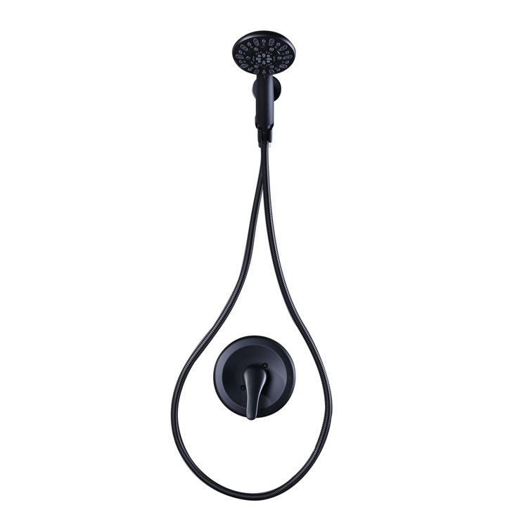 Matte Black Single Handle 7-Spray Wall Mounted Shower System