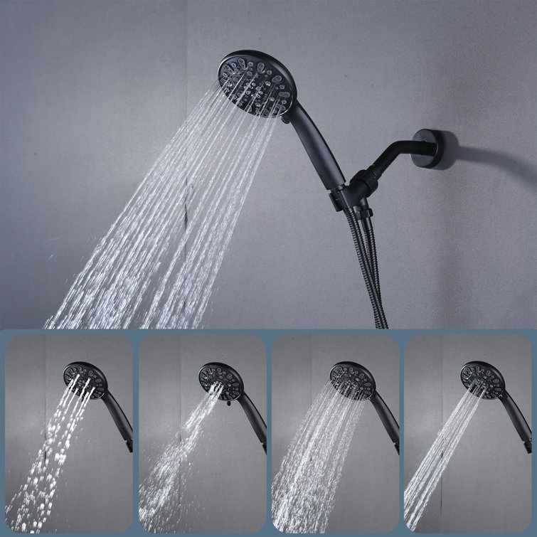 Matte Black Single Handle 7-Spray Wall Mounted Shower System