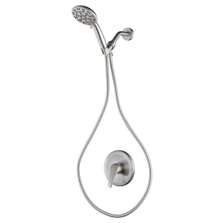 Brushed Nickel 7-Spray Wall Mounted Shower Faucet with Handheld
