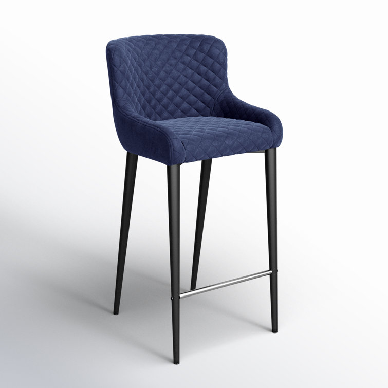 Etta 18'' Wide Dark Blue Velvet Tufted Counter Stool
