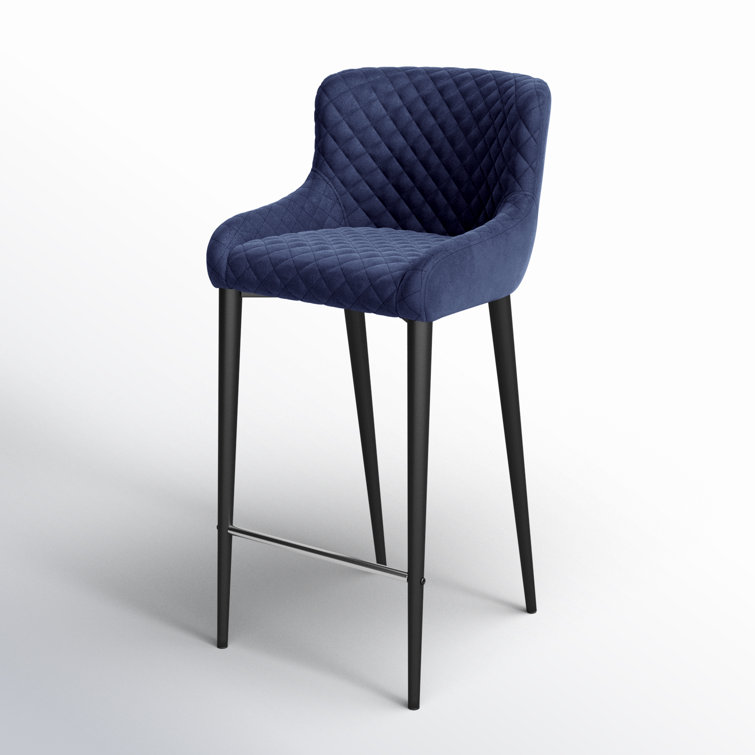 Etta 18'' Wide Dark Blue Velvet Tufted Counter Stool