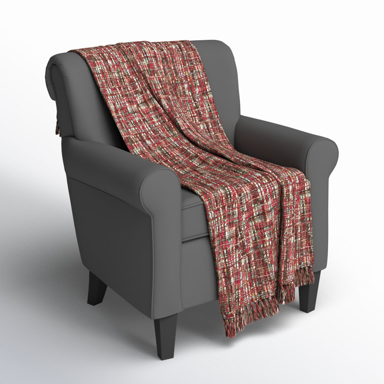 Hand Woven Multicolor Acrylic Throw with Fringe
