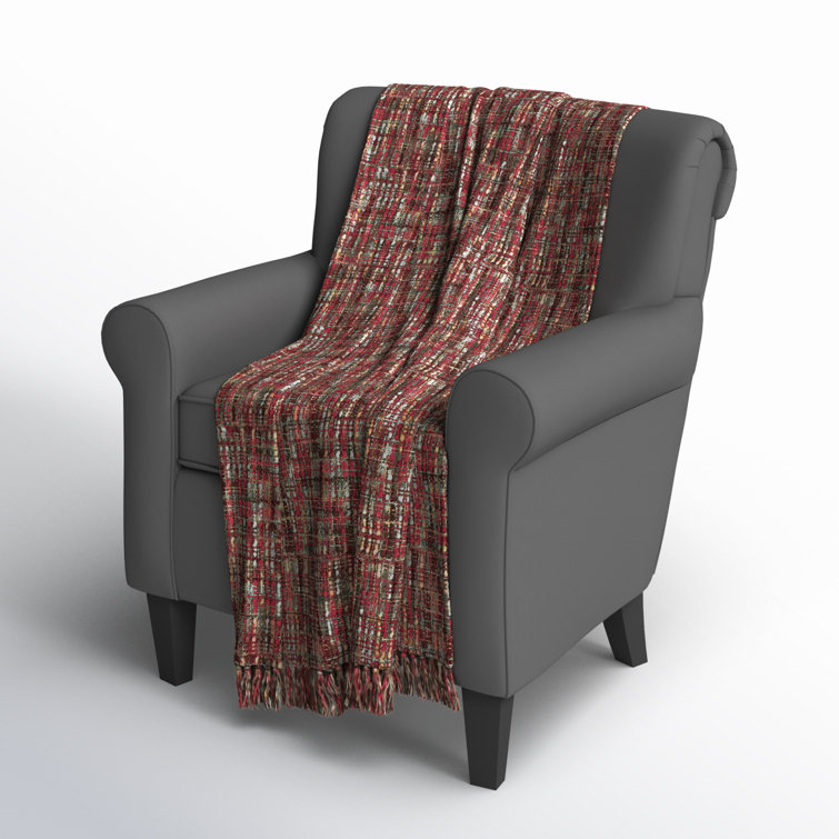 Hand Woven Multicolor Acrylic Throw with Fringe