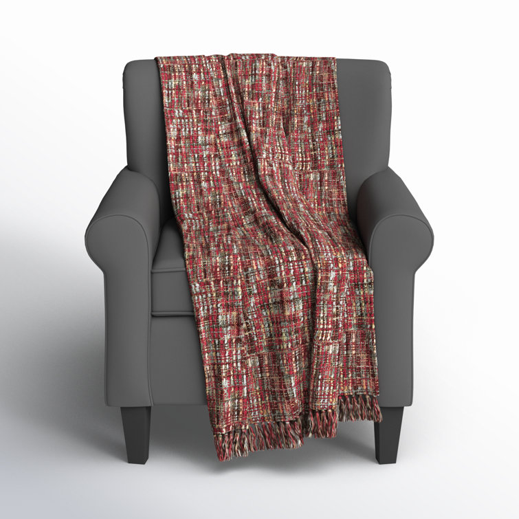 Hand Woven Multicolor Acrylic Throw with Fringe