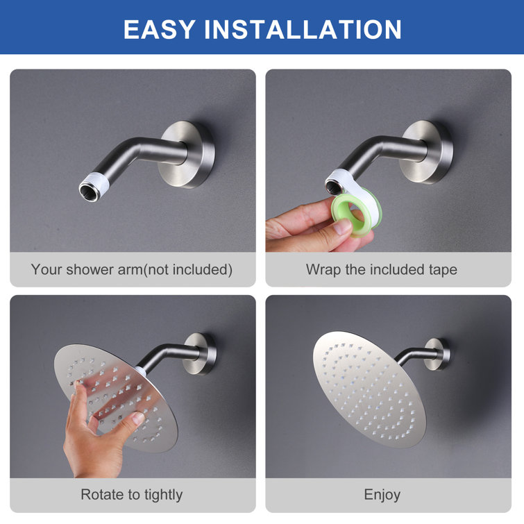 Large Brushed Nickel Wall Mounted Rain Shower Head