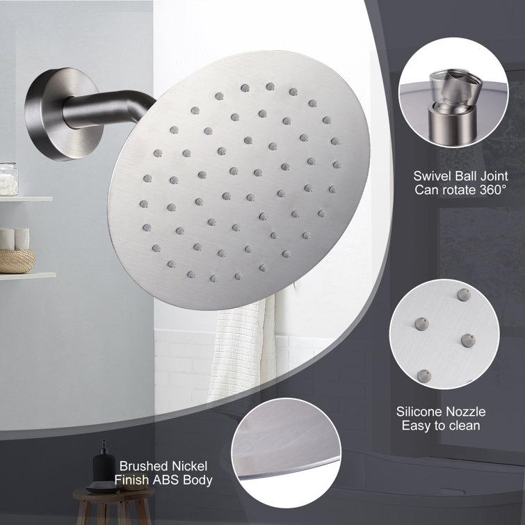 Large Brushed Nickel Wall Mounted Rain Shower Head