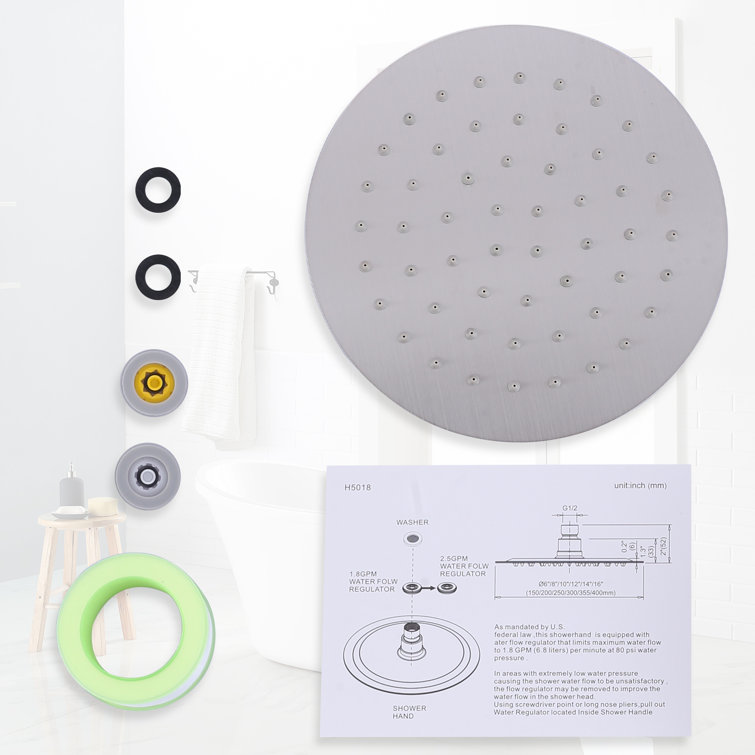 Large Brushed Nickel Wall Mounted Rain Shower Head