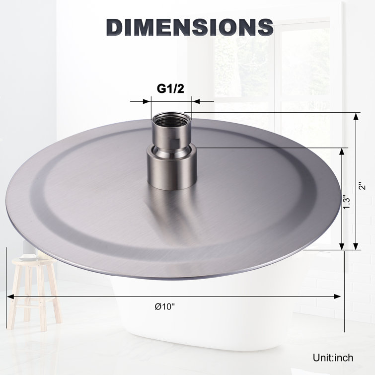 Large Brushed Nickel Wall Mounted Rain Shower Head