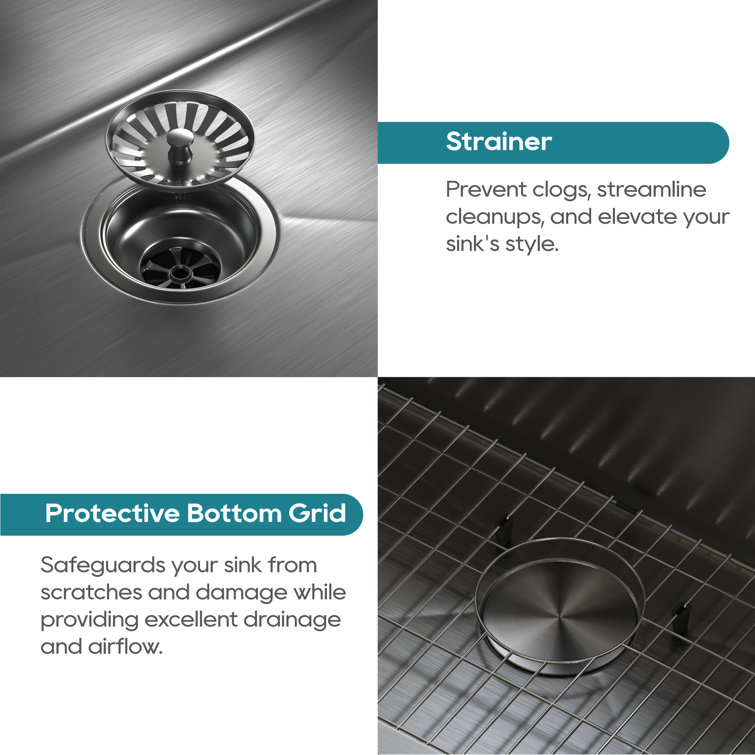 33" Gunmetal Black Stainless Steel Single Bowl Drop-In Kitchen Sink