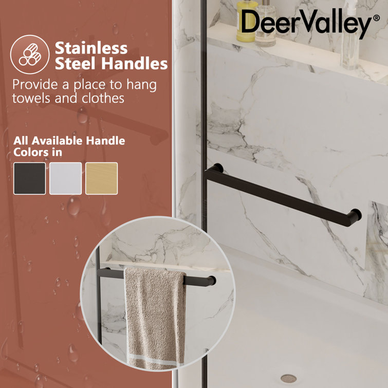 Black Frameless Double Sliding Shower Door with Tempered Glass