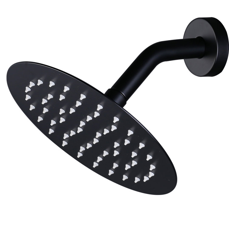 Large Matte Black Round Rain Shower Head with High-Pressure Spray