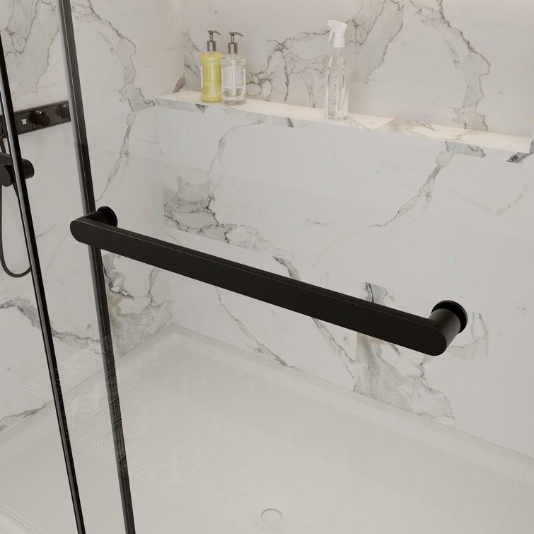 Black Frameless Double Sliding Shower Door with Tempered Glass