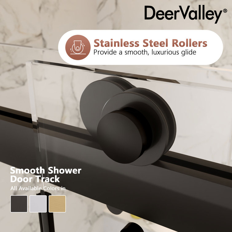 Black Frameless Double Sliding Shower Door with Tempered Glass