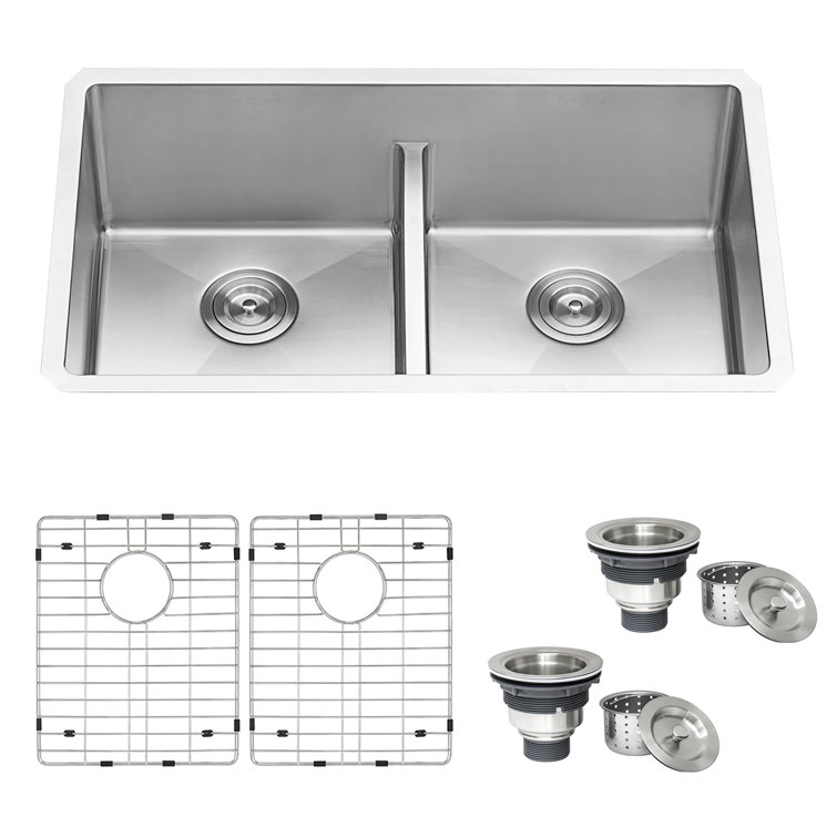 32-inch Stainless Steel Double Bowl Drop-in Kitchen Sink