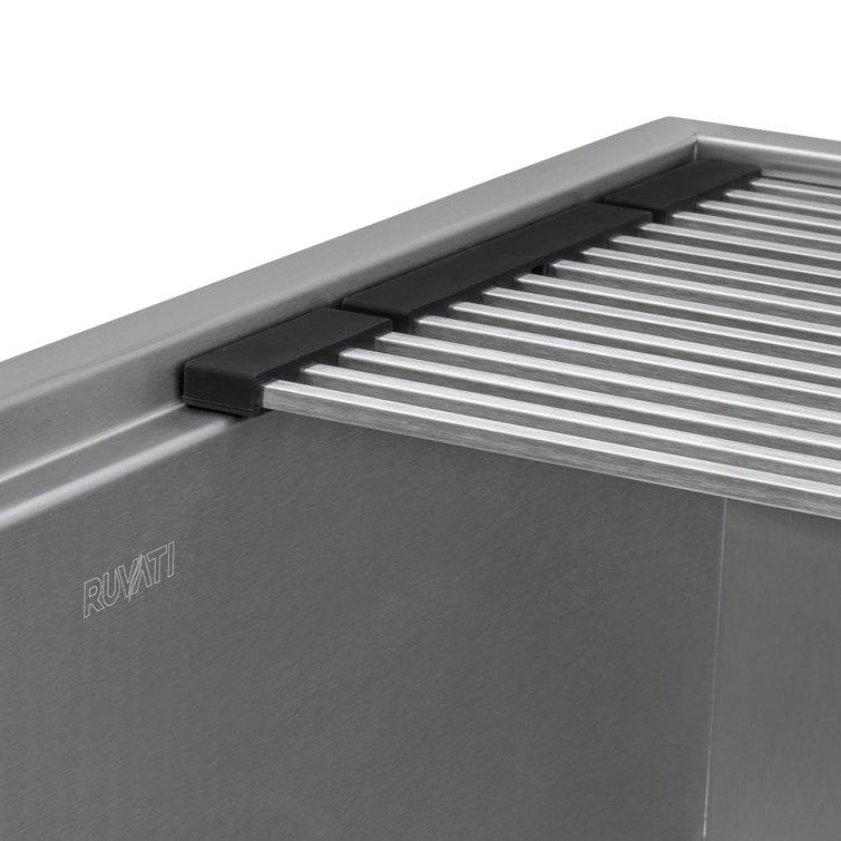 Ruvati 23 x 20 Inch Stainless Steel Workstation Sink with Wood Cutting Board