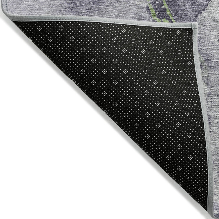 Lavender Abstract Synthetic Washable 5' x 7' Area Rug