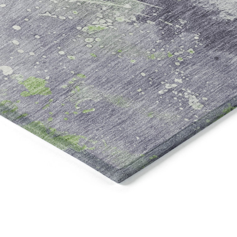 Lavender Abstract Synthetic Washable 5' x 7' Area Rug