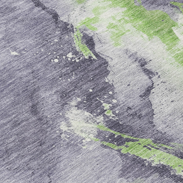 Lavender Abstract Synthetic Washable 5' x 7' Area Rug