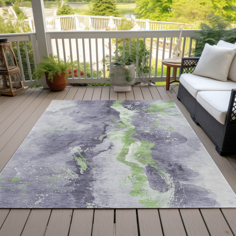 Lavender Abstract Synthetic Washable 5' x 7' Area Rug