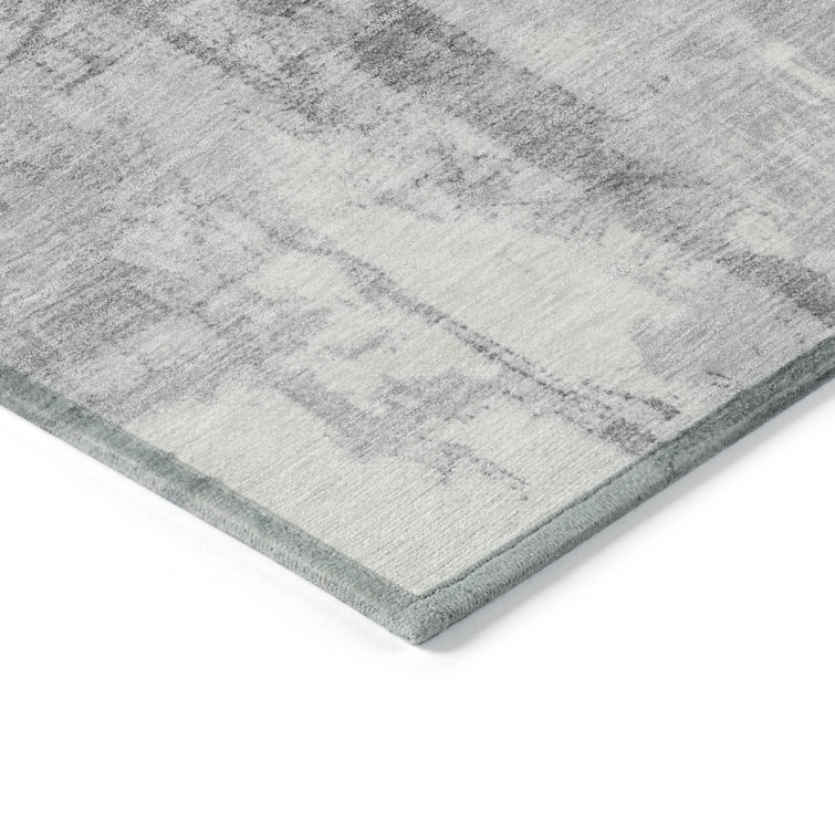 Gray Round Synthetic Flat Woven Washable Rug, 8' x 8'