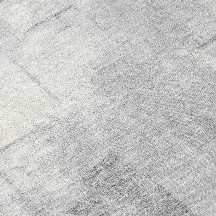 Gray Round Synthetic Flat Woven Washable Rug, 8' x 8'