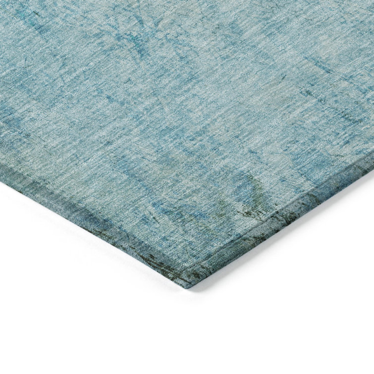 Teal 8' x 10' Flat Woven Synthetic Washable Rug