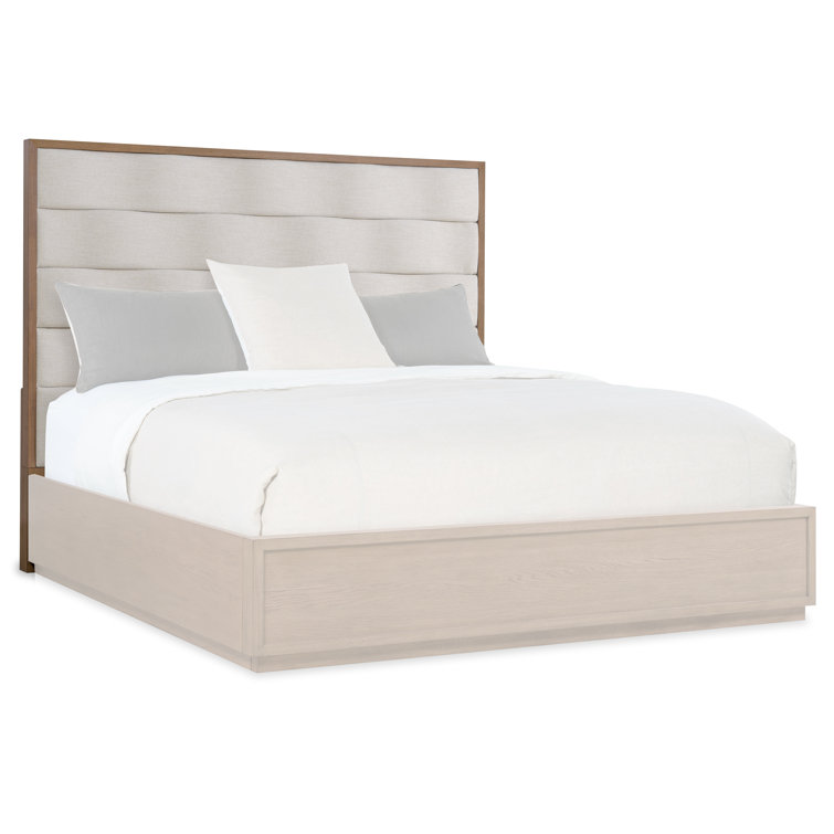Queen Upholstered Headboard with Solid Wood Frame in Beige