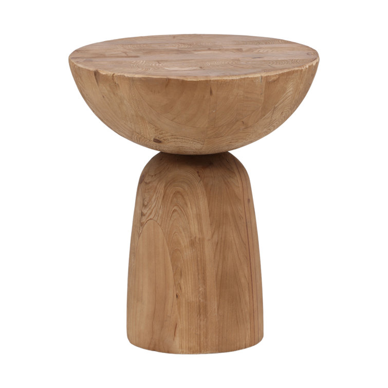 Natural Pine Round Solid Wood Pedestal End Table
