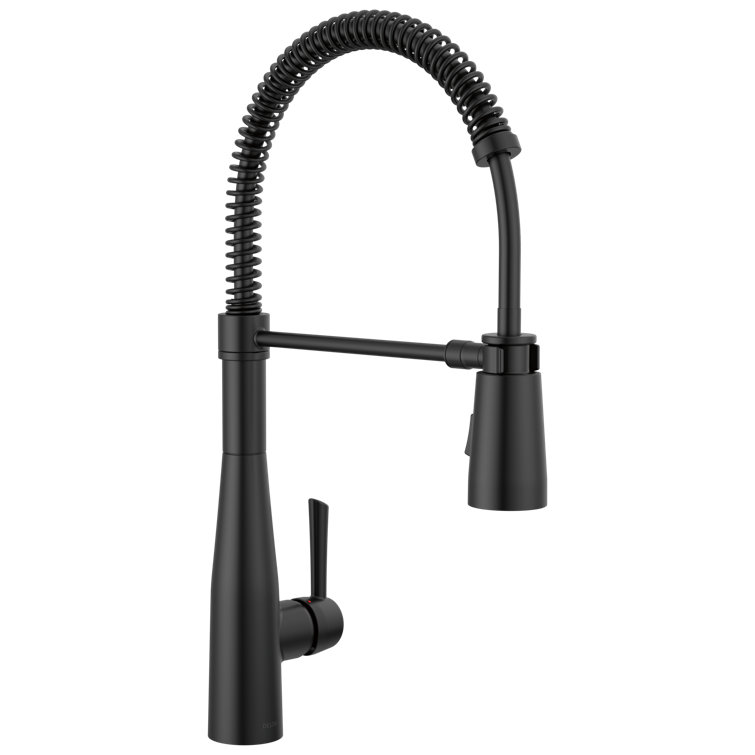 Matte Black Single-Handle Pull-Down Spring Kitchen Faucet