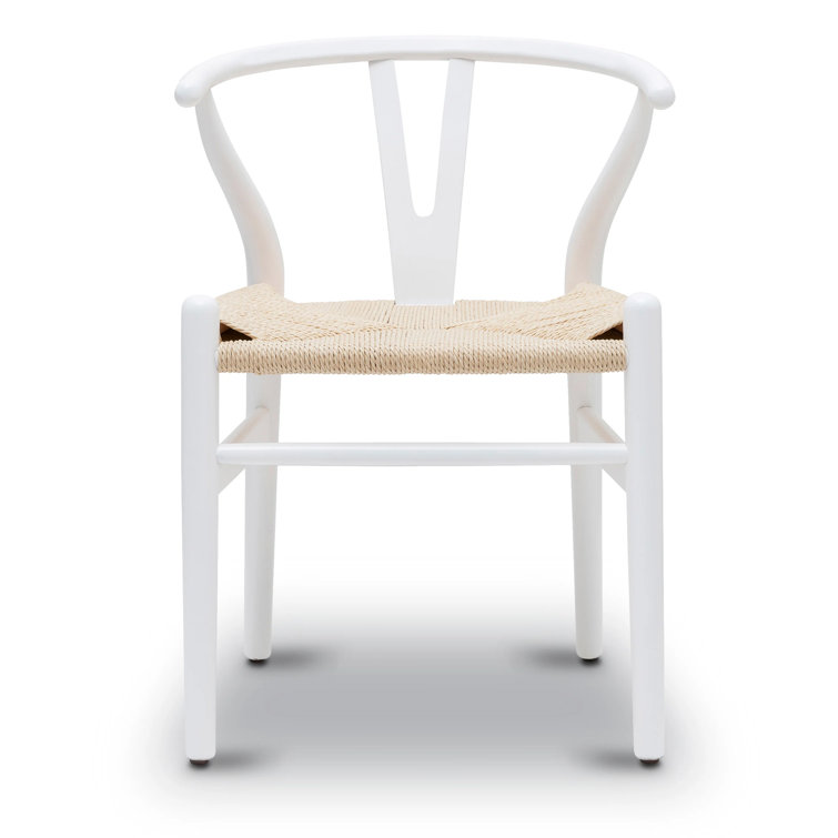 Wyn Solid Wood Weave Mid-Century Modern Dining Chair in White