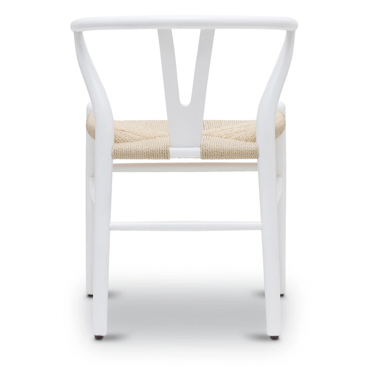 Wyn Solid Wood Weave Mid-Century Modern Dining Chair in White