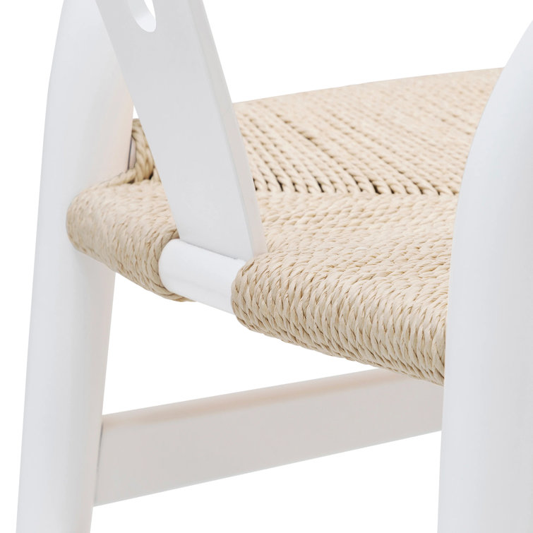 Wyn Solid Wood Weave Mid-Century Modern Dining Chair in White