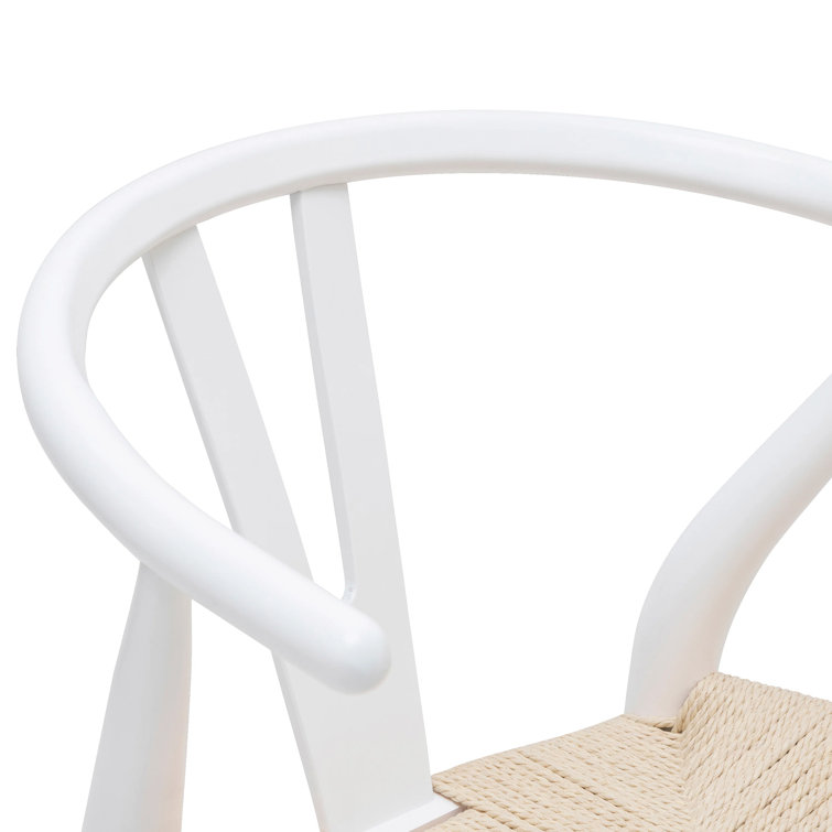 Wyn Solid Wood Weave Mid-Century Modern Dining Chair in White