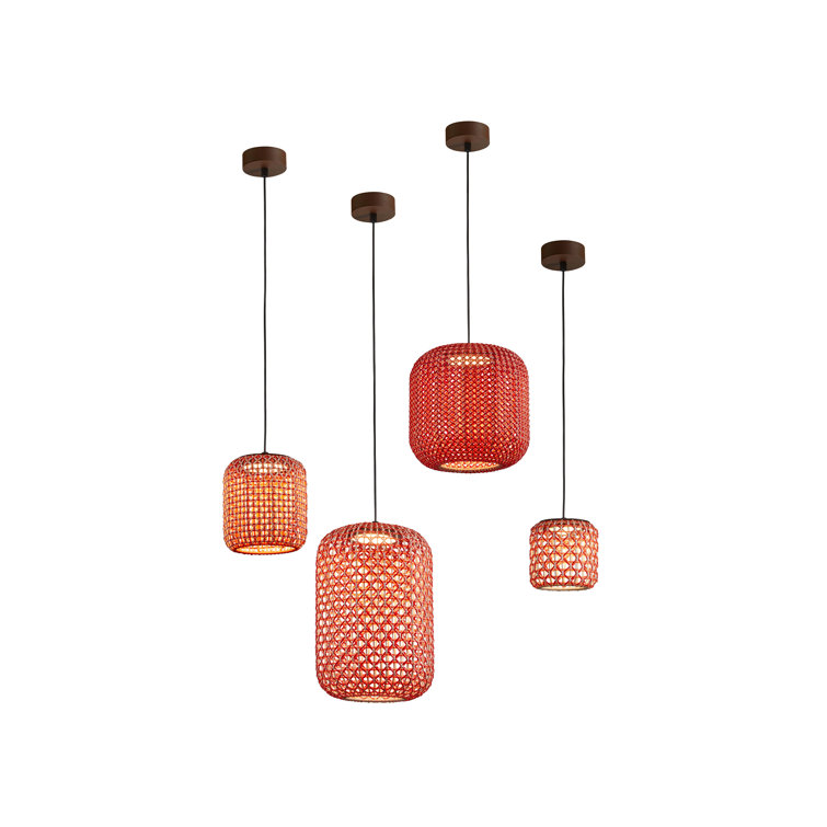 Red Aluminum Drum LED Pendant Light for Indoor/Outdoor