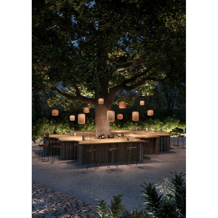 Red Aluminum Drum LED Pendant Light for Indoor/Outdoor