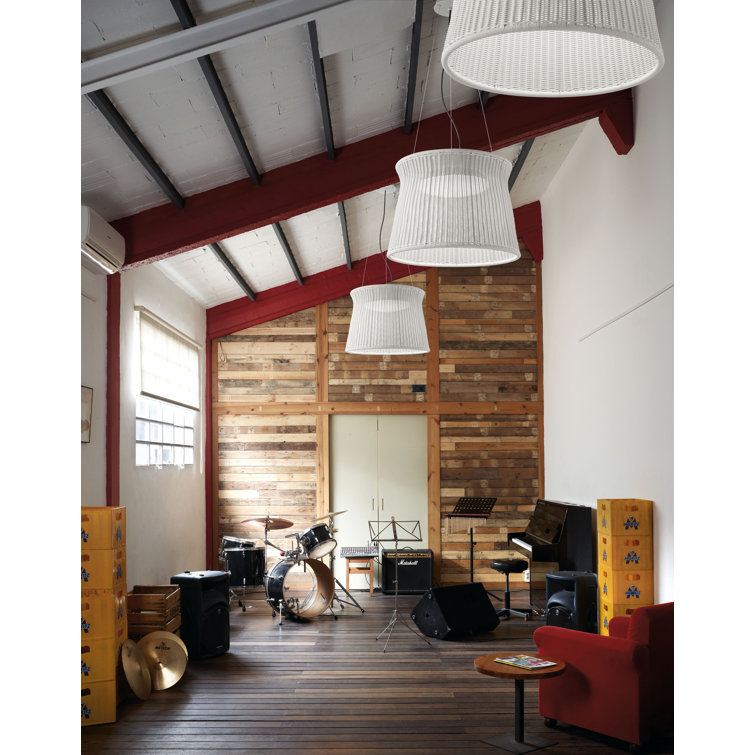 Syra Natural White Hand-Woven Aluminum LED Pendant Light