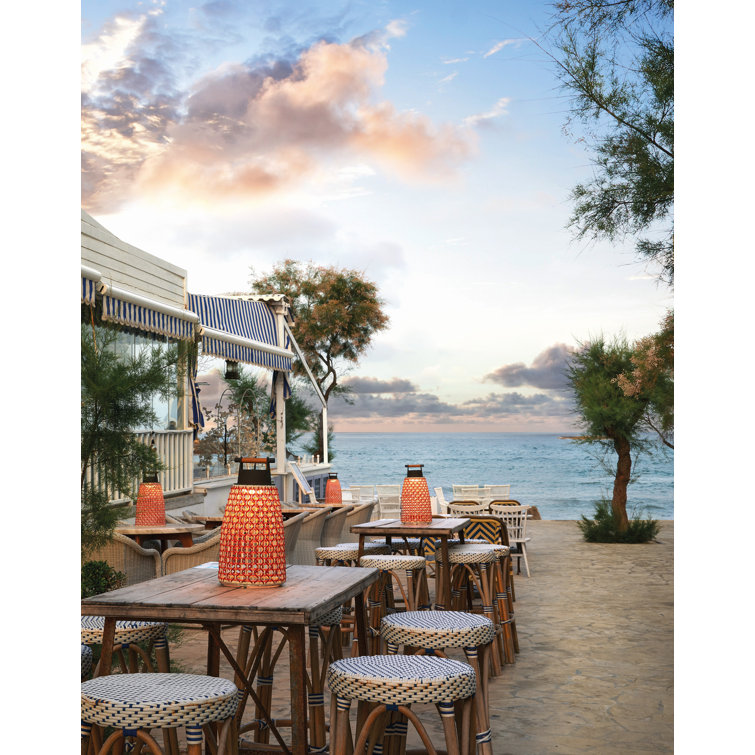Bronze Adjustable Cordless Outdoor Table Lamp with Red Shade