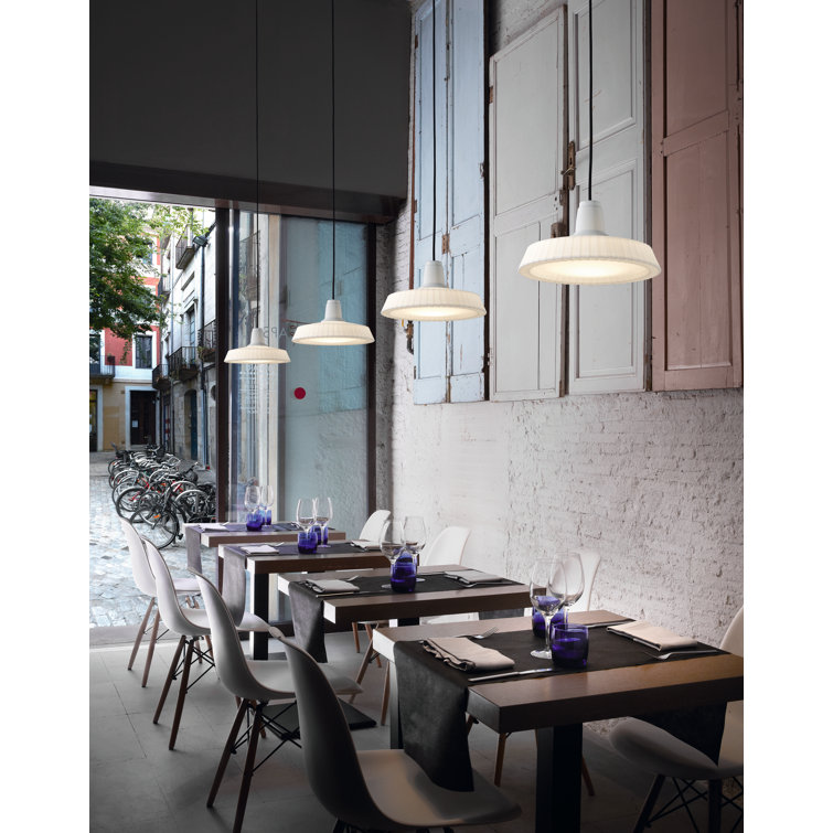 Marietta White Drum LED Pendant Light for Indoor/Outdoor Use
