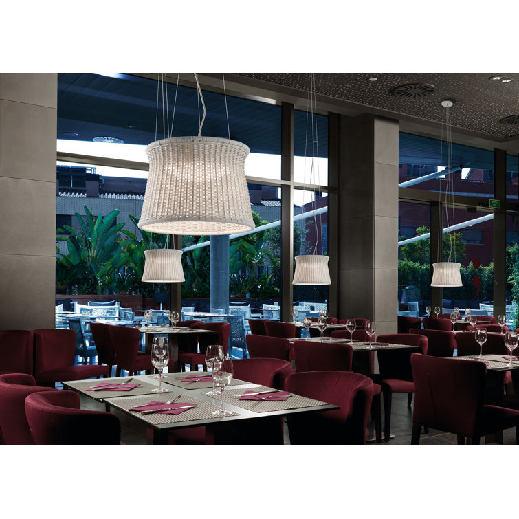 Natural White Aluminum LED Drum Pendant Light
