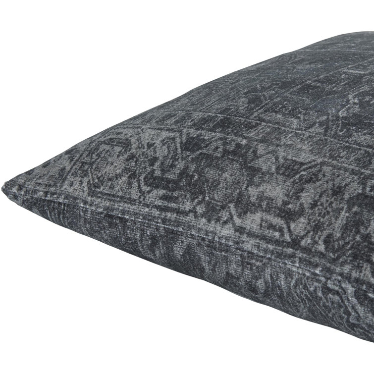 Gray Cotton Vintage Pattern Accent Pillow 18" x 18"
